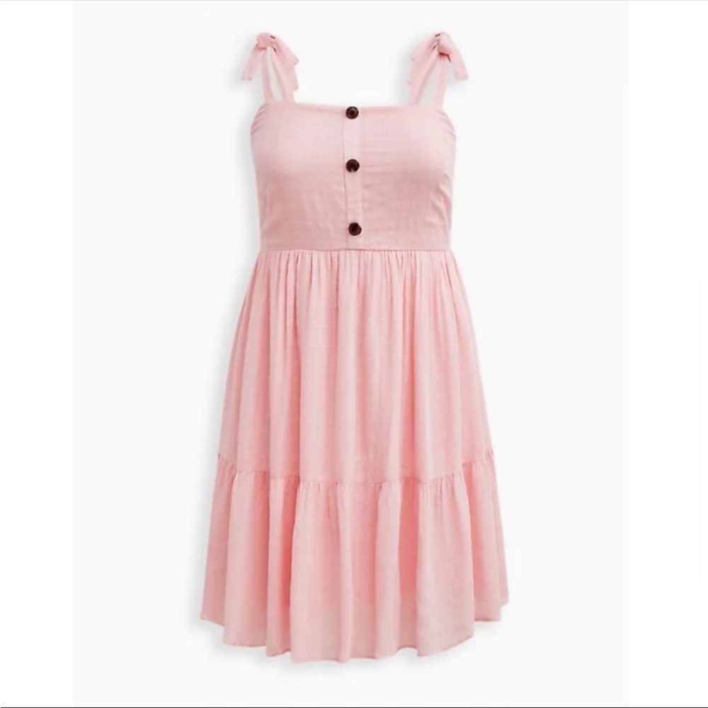 NWT TORRID PINK WOVEN BUTTON FRONT MINI DRESS